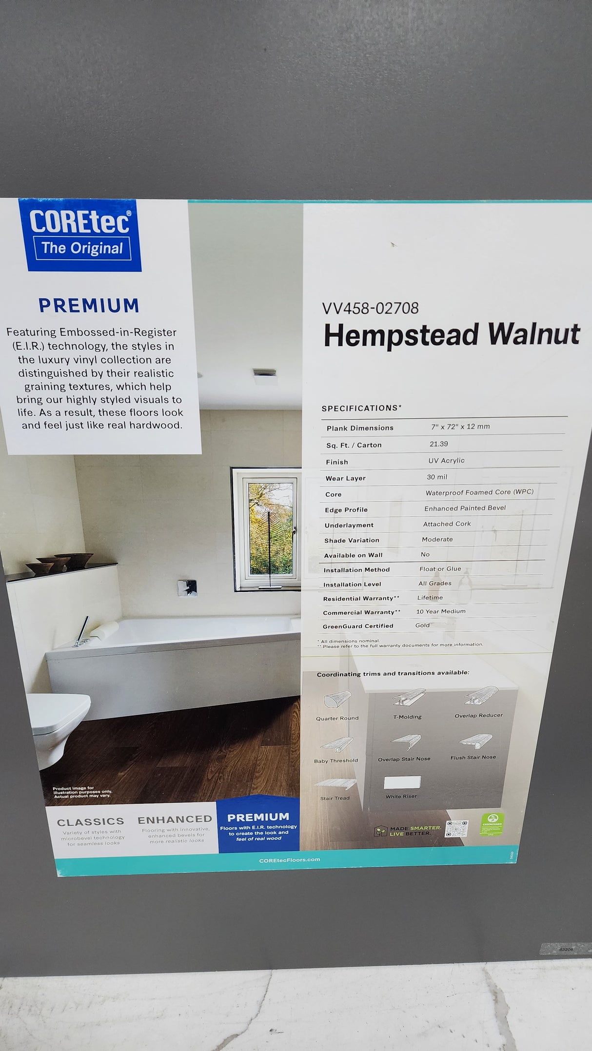 Hempstead Walnut - Coretec vv458 Originals Premium