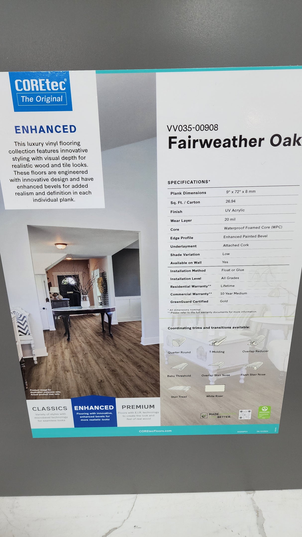 Fairweather Oak - Coretec vv035 Original Enhanced XL
